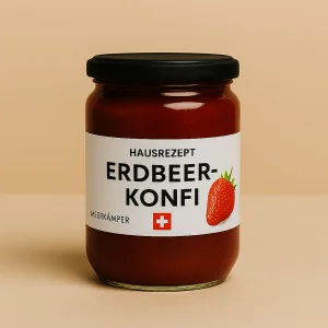Glas Meerkämper Erdbeer-Konfitüre, handgemacht
