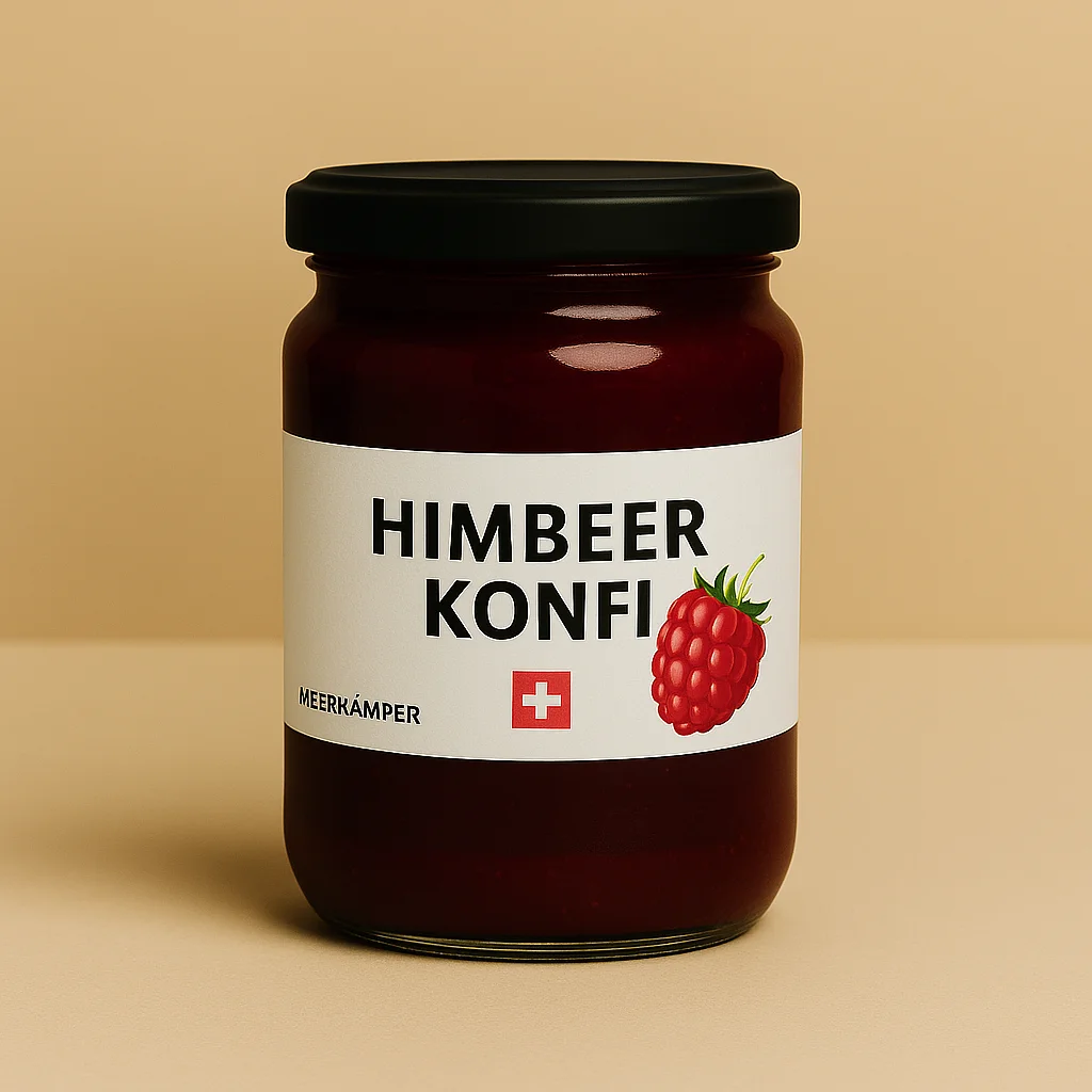 Glas Meerkämper Himbeer-Konfitüre, handgemacht