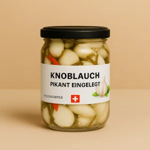 Glas Meerkämper Knoblauch pikant eingelegt, handgemacht