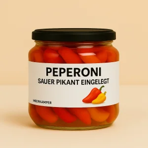 Glas Meerkämper Peperoni sauer pikant eingelegt, handgemacht