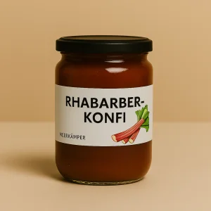 Glas Meerkämper Rhabarber-Konfitüre, handgemacht