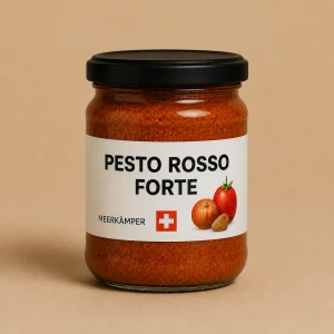 Glas Meerkämper Pesto Rosso Forte, handgemacht