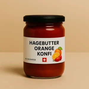 Glas Meerkämper Hagebutten-Orangen-Konfitüre, handgemacht
